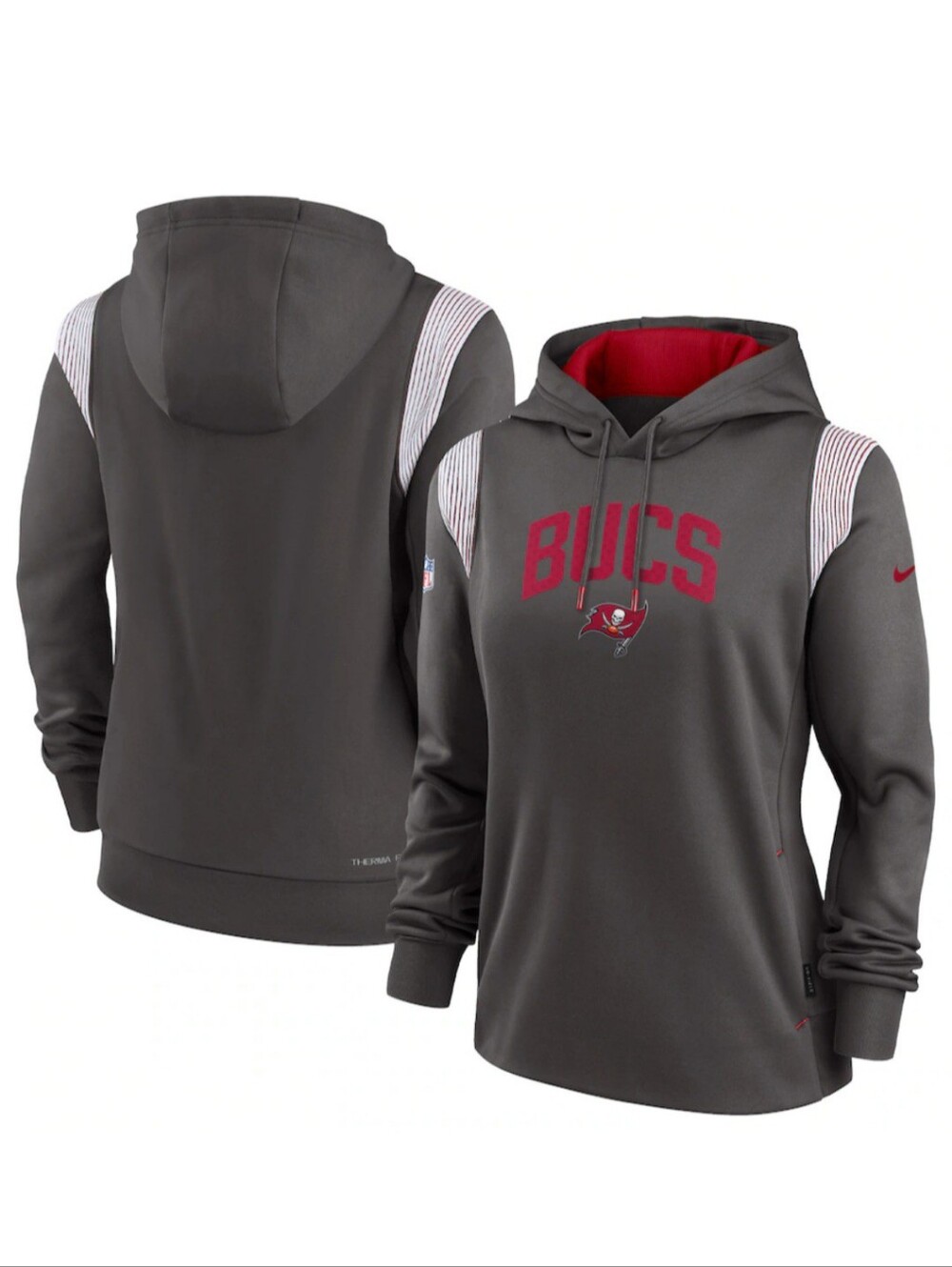 Nike Women's Pewter Tampa Bay Buccaneers Sideline Stack Performance Hoodie 2XL